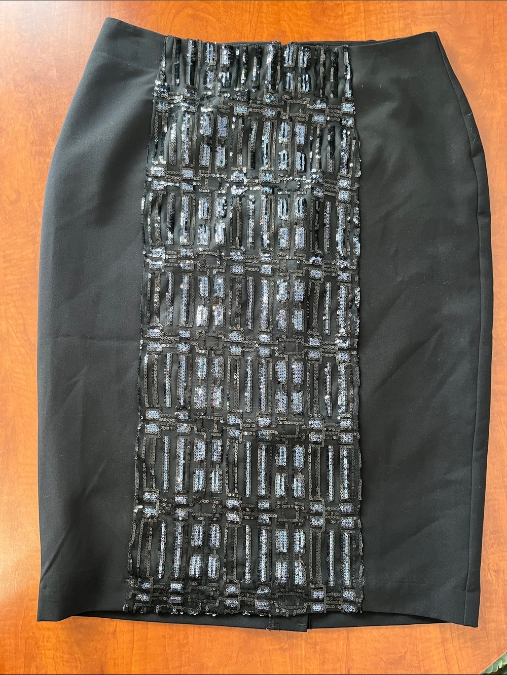 Pencil Skirt Black Sequins Panel
